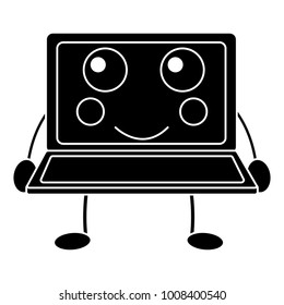 laptop computer kawaii character screen