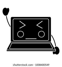 laptop computer kawaii character screen