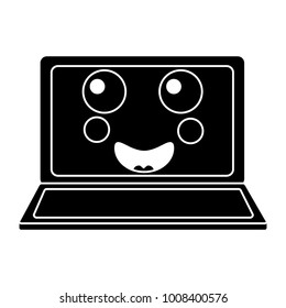 laptop computer kawaii character screen