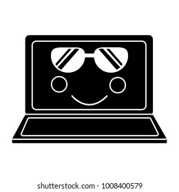laptop computer kawaii character screen