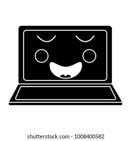 laptop computer kawaii character screen