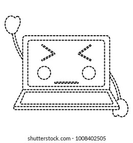 laptop computer kawaii character screen