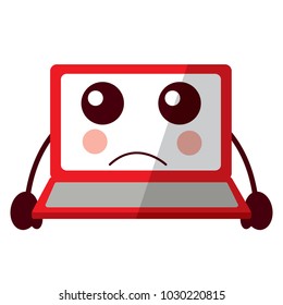 laptop computer kawaii character screen