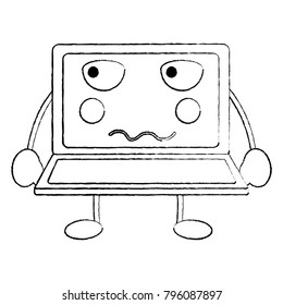 laptop computer kawaii character screen