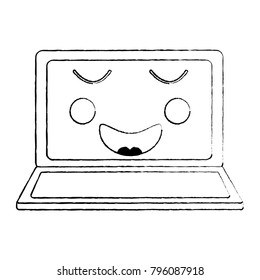 laptop computer kawaii character screen