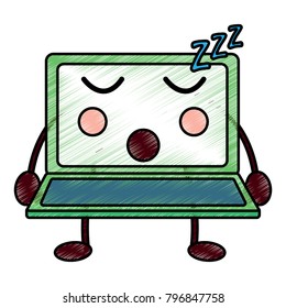 laptop computer kawaii character screen