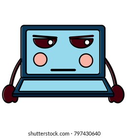 laptop computer kawaii character screen