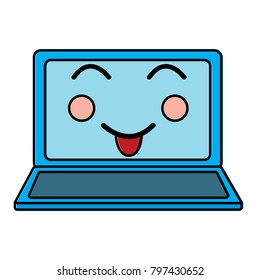 laptop computer kawaii character screen