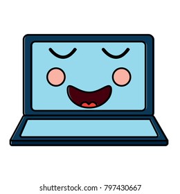 laptop computer kawaii character screen