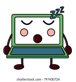 laptop computer kawaii character screen