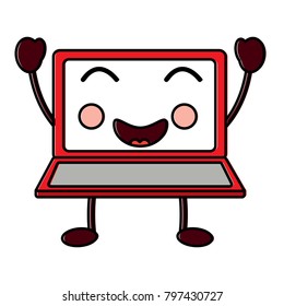 laptop computer kawaii character screen