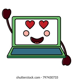 laptop computer kawaii character screen