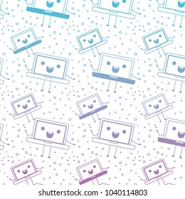 laptop computer kawaii pattern background