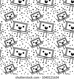 laptop computer kawaii pattern background