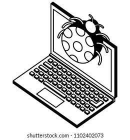 laptop computer with ladybug isometric icon