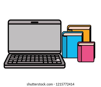 laptop computer with library books icon