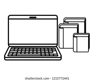 laptop computer with library books icon