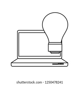 laptop computer light bulb idea