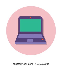 laptop computer line and fill style vector illustration design