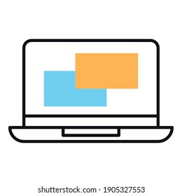 laptop computer line and fill style icon vector illustration design
