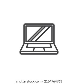 Laptop computer line icon. linear style sign for mobile concept and web design. Notebook computer outline vector icon. Symbol, logo illustration. Vector graphics