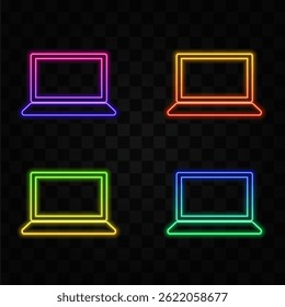 Laptop or computer line icon. neon style.