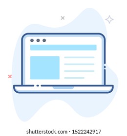 Laptop  computer line illustration. Notebook outline vector icon.