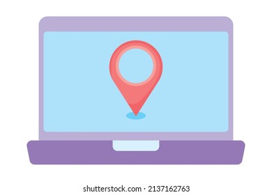 laptop computer with location pin