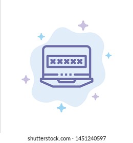 Laptop, Computer, Lock, Security Blue Icon on Abstract Cloud Background
