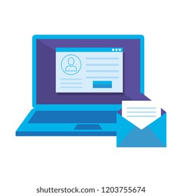 laptop computer with login template and email