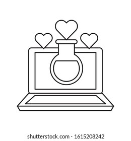 laptop computer with love potion magic vector illustration design