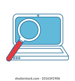 laptop computer with magnifying glass