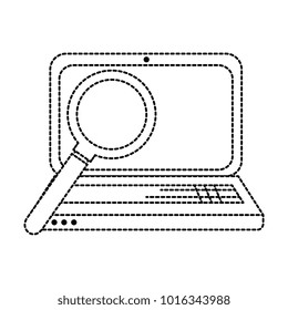 laptop computer with magnifying glass