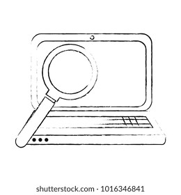 laptop computer with magnifying glass