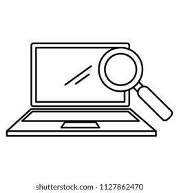 laptop computer with magnifying glass