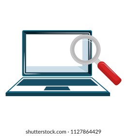 laptop computer with magnifying glass