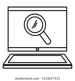 laptop computer with magnifying glass