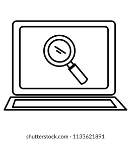 laptop computer with magnifying glass