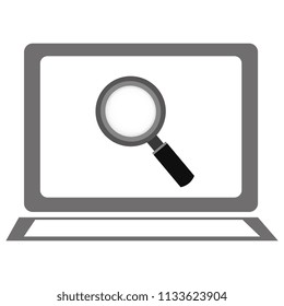 laptop computer with magnifying glass