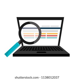 laptop computer with magnifying glass