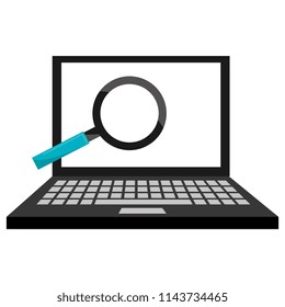 laptop computer with magnifying glass
