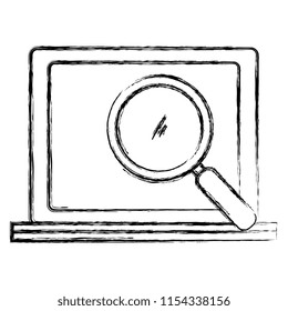 laptop computer with magnifying glass