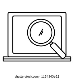 laptop computer with magnifying glass