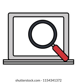 laptop computer with magnifying glass