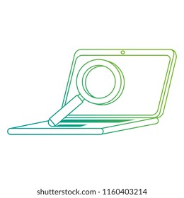 laptop computer with magnifying glass