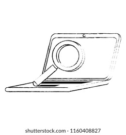 laptop computer with magnifying glass