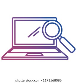 laptop computer with magnifying glass