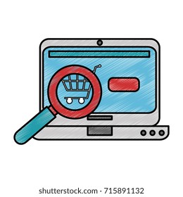 laptop computer with magnifying glass