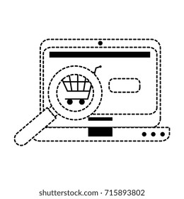 laptop computer with magnifying glass