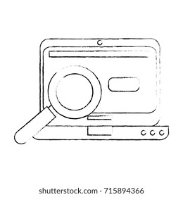laptop computer with magnifying glass